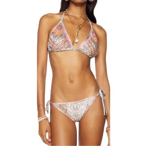 Lilo Python Snake Print Embroider Embellished Bikini Set In Neuco