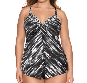 Love Knot Underwire Plus Size Tankini Top In Black White