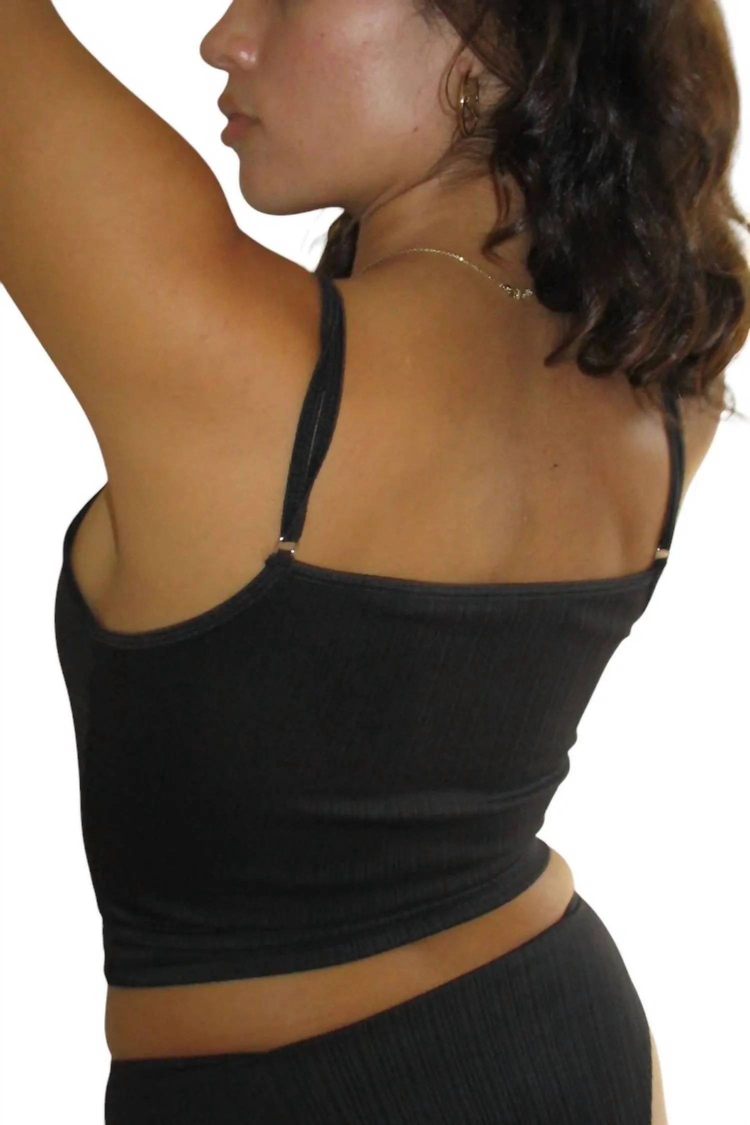 Meg Plisse Bikini Top In Black