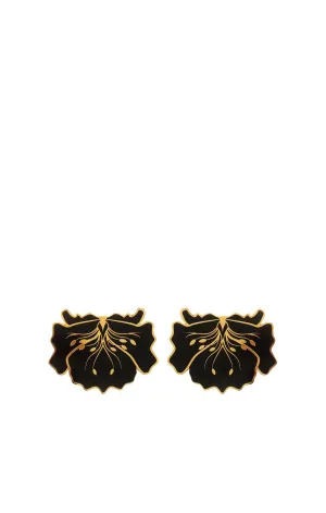 Mini Poppy Black Earrings