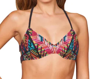 Mosaic Strappy Bralette Bikini Top In Mayan