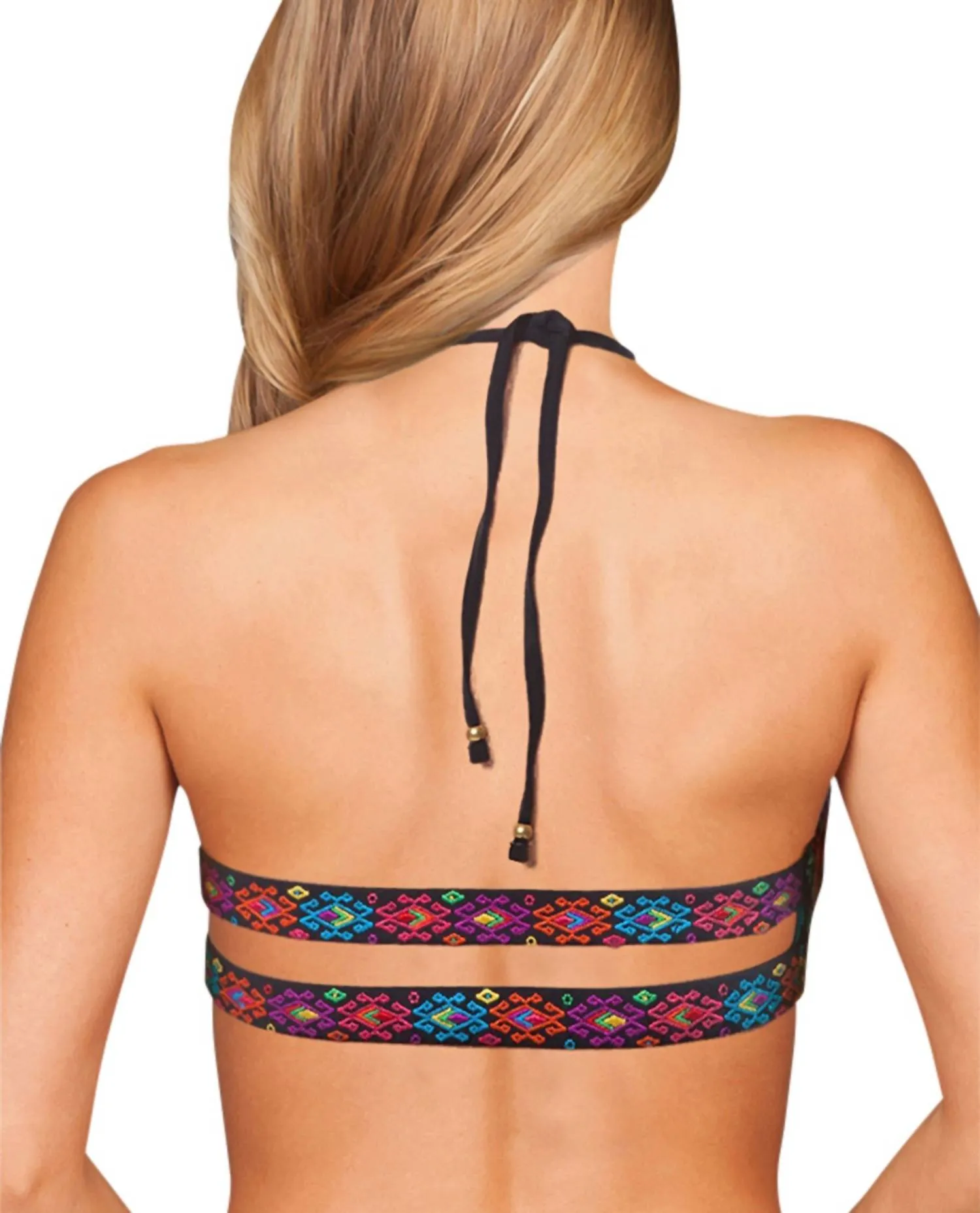 Mosaic Strappy Bralette Bikini Top In Mayan