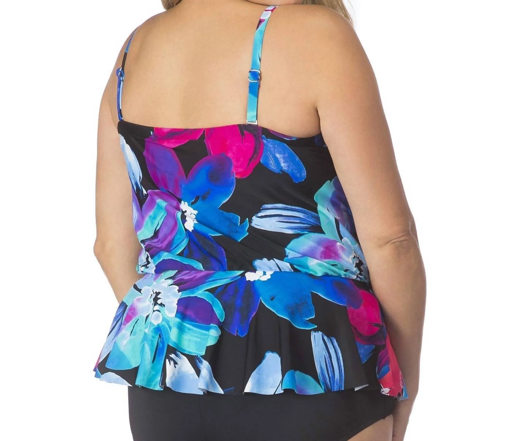 Plus Size Peplum Tankini Top In Flourish