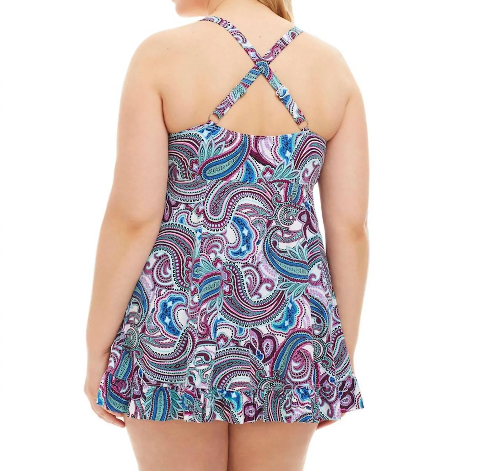 Plus Size Two Piece Swimdress Set In Vineyard Paisley