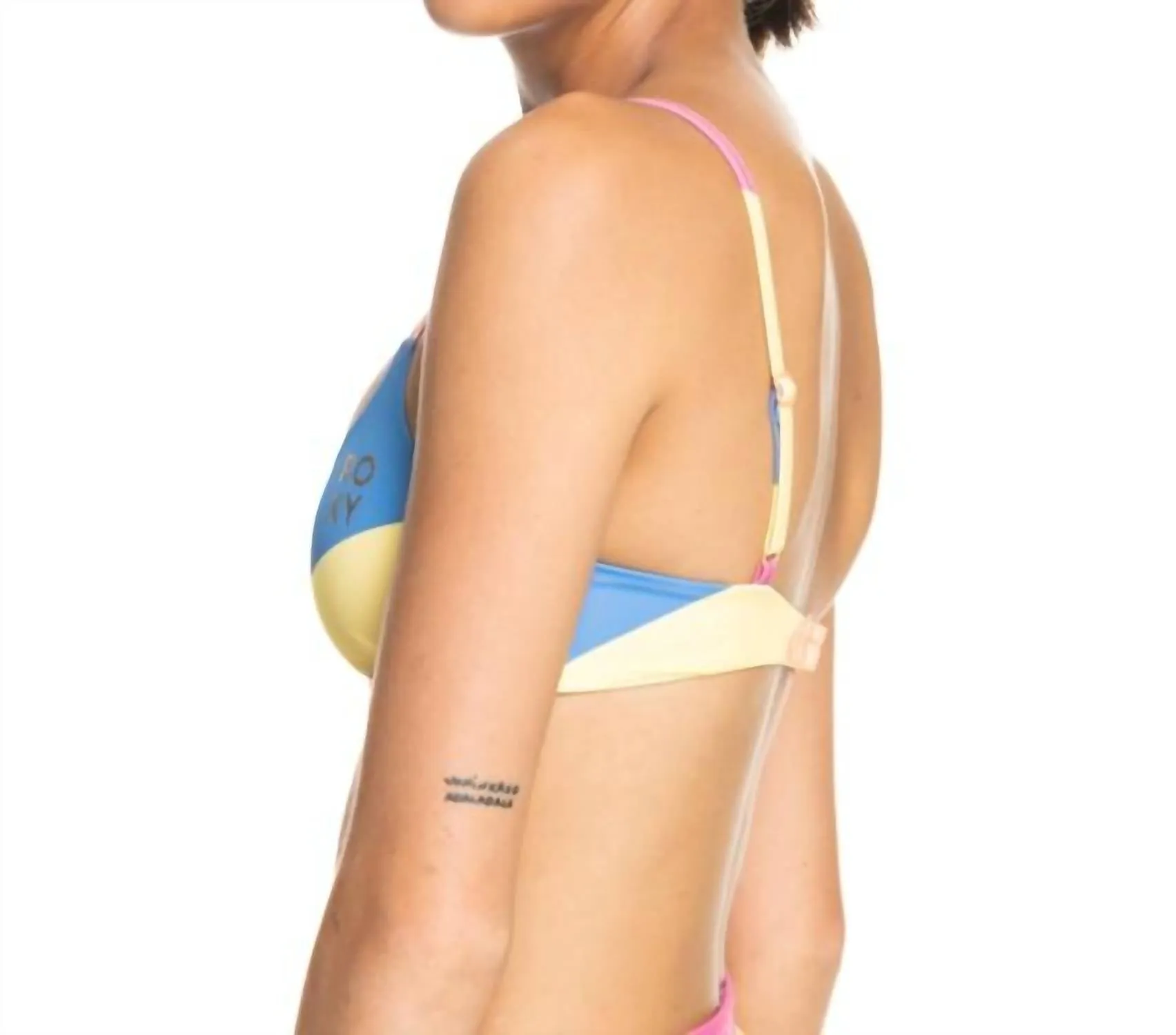 Pop Surf Bikini Bralette In Yellow/blue Block