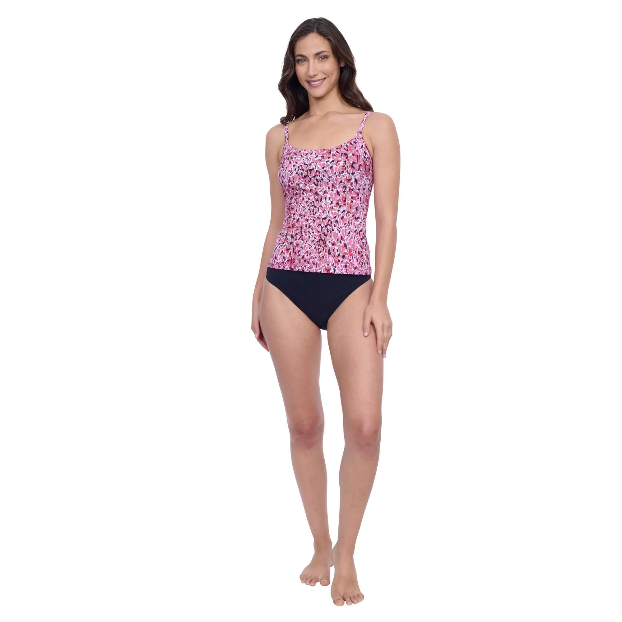 Pretty Wild Round Neck Tankini Swim Top