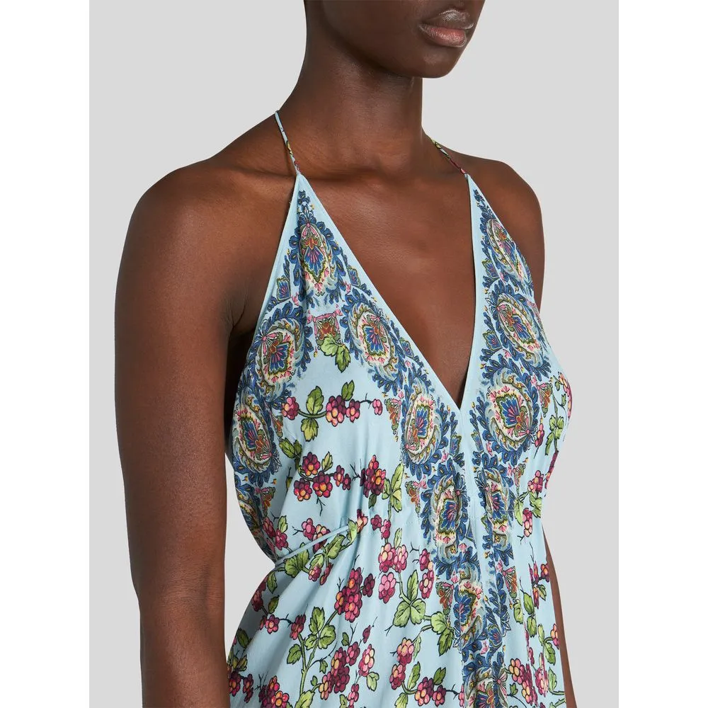 PRINTED CRPE DE CHINE BEACH DRESS