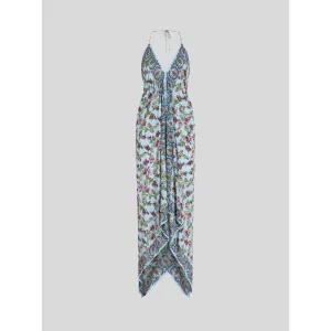 PRINTED CRPE DE CHINE BEACH DRESS