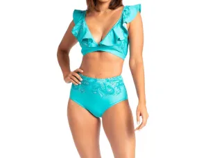 Ruffle Sleeve Tie Bikini Top In St Pete