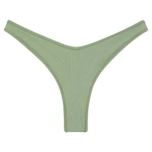 Sage Green Rib Binded Thong Bikini Bottom