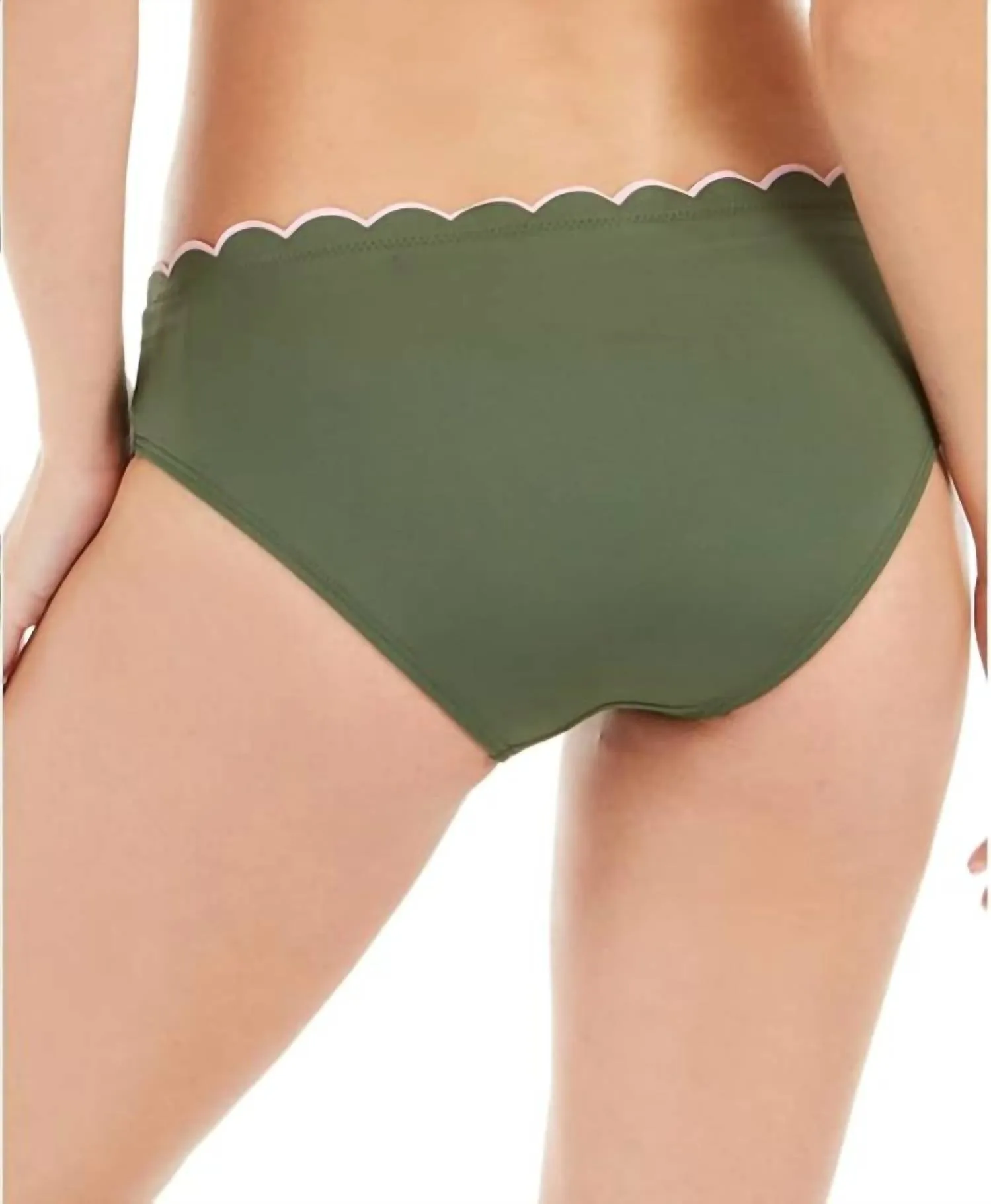 Scallop Wave Hipster Bikini In Olive