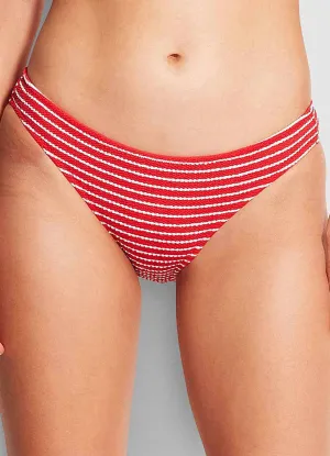 Seaside Stripe Basic Hipster Bikini In Red
