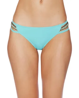 Solid Strappy Bikini Bottom In Turquoise