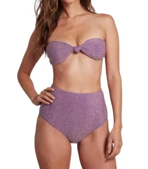 Strapless Bandeau Bikini Top In Lurex Lilac