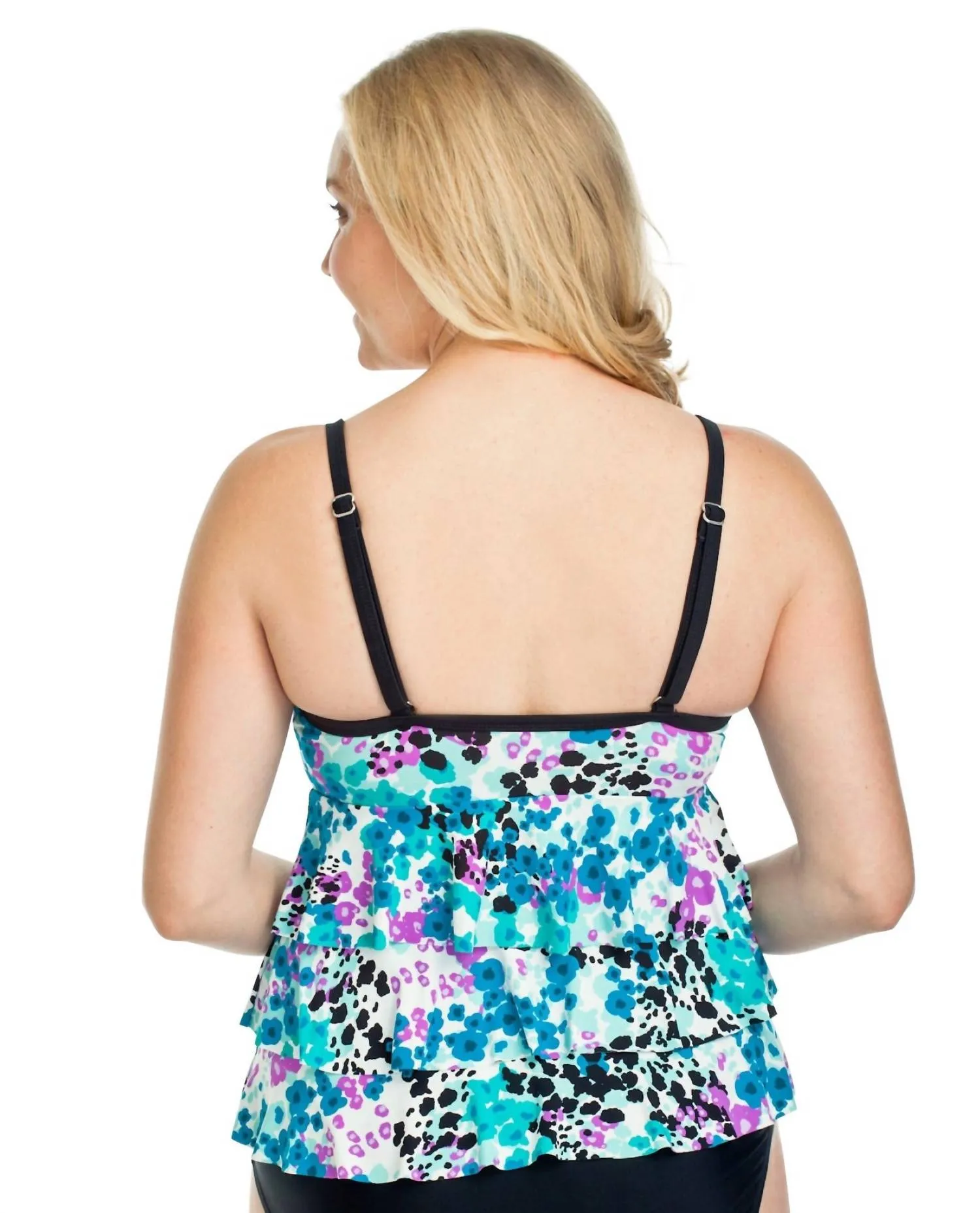 Sunny Delight Triple Tier Tankini Top In Blue