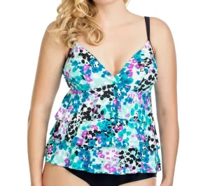 Sunny Delight Triple Tier Tankini Top In Blue