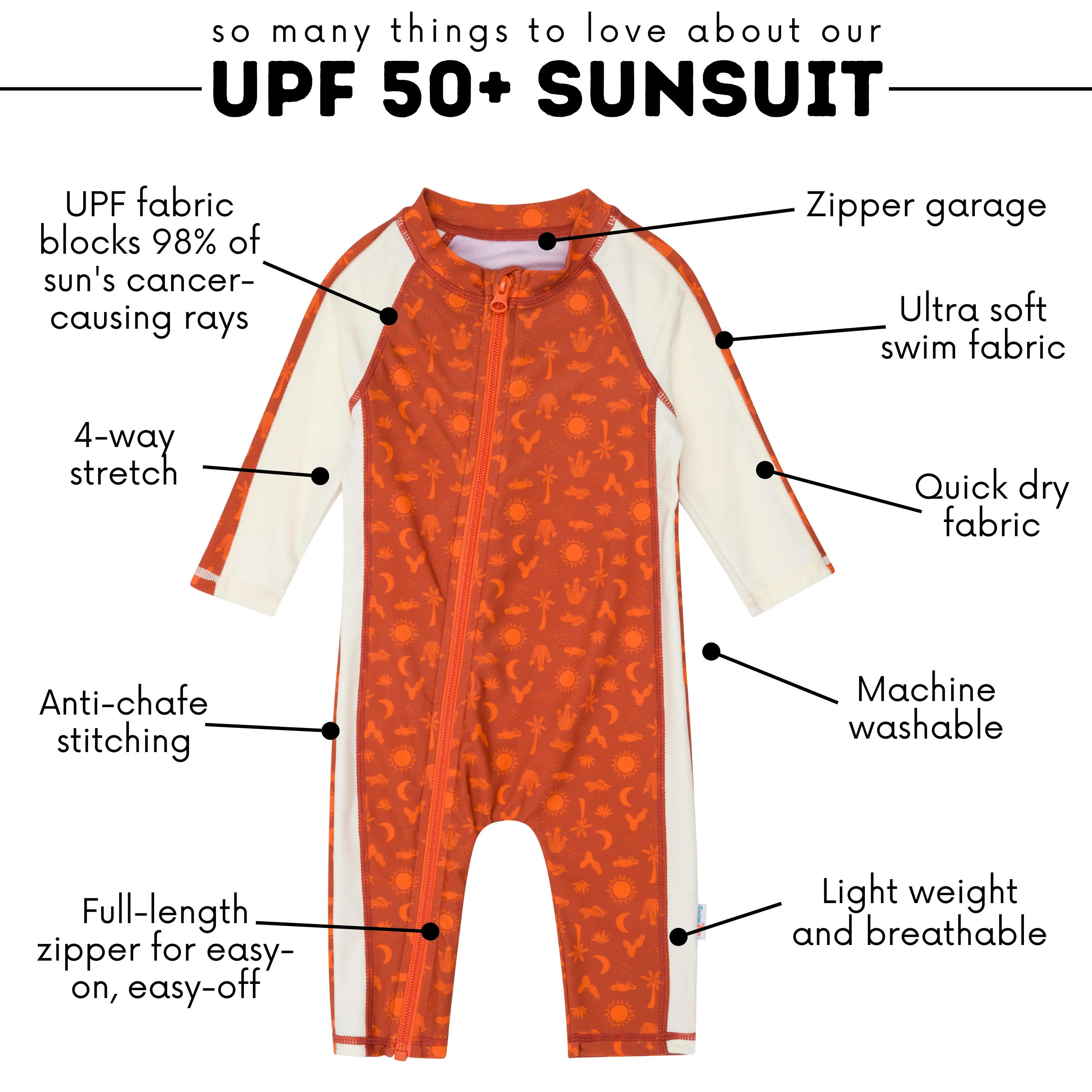 Sunsuit - Long Sleeve Romper Swimsuit | "Desert"