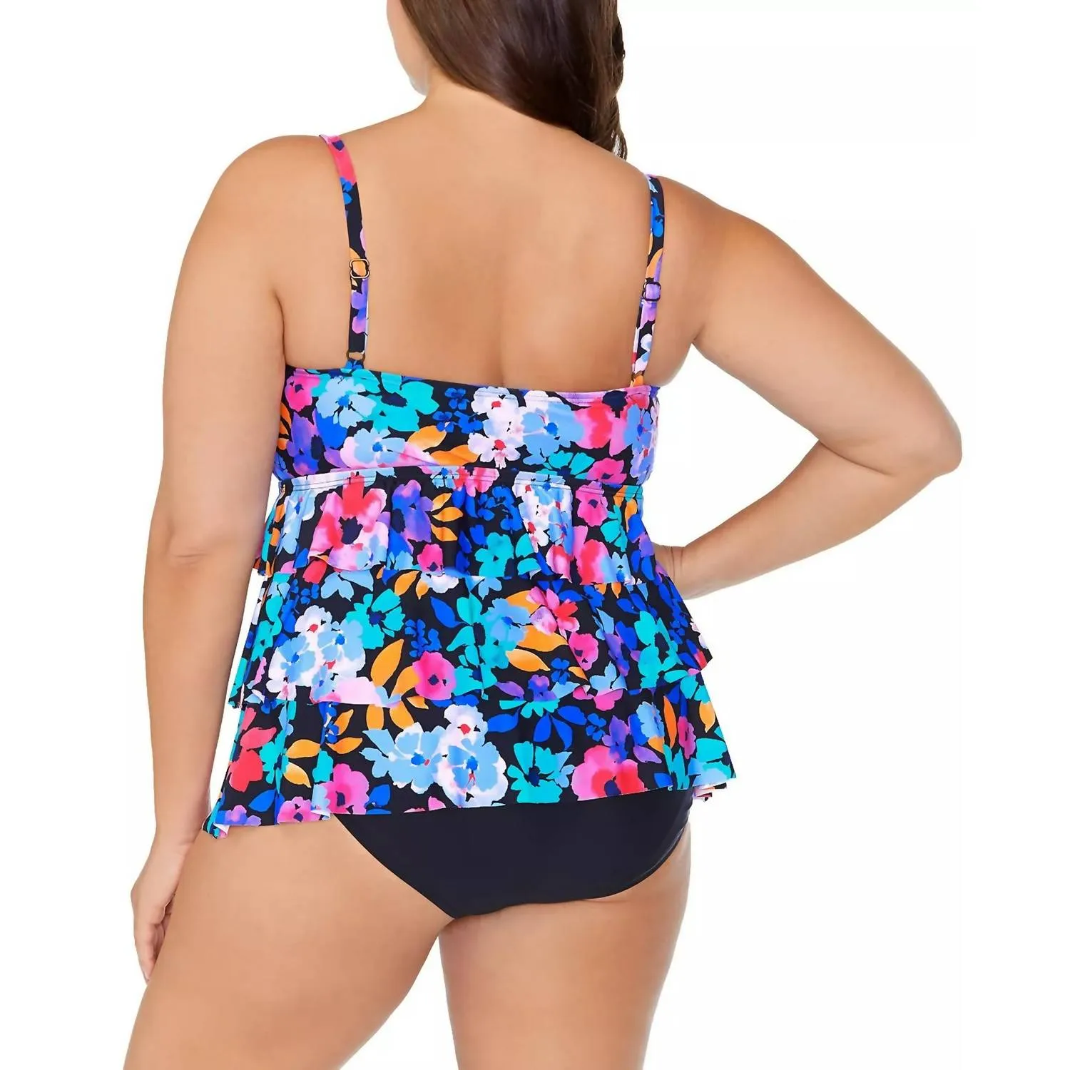 Tallulah Triple Tier Underwire Tankini Top In Black