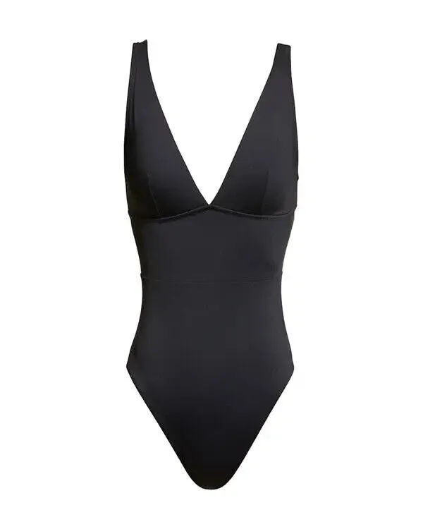 Tommy Bahama Palm Modern Swimsuit Womens 14 Black Stretch One-Piece Beach ERK237