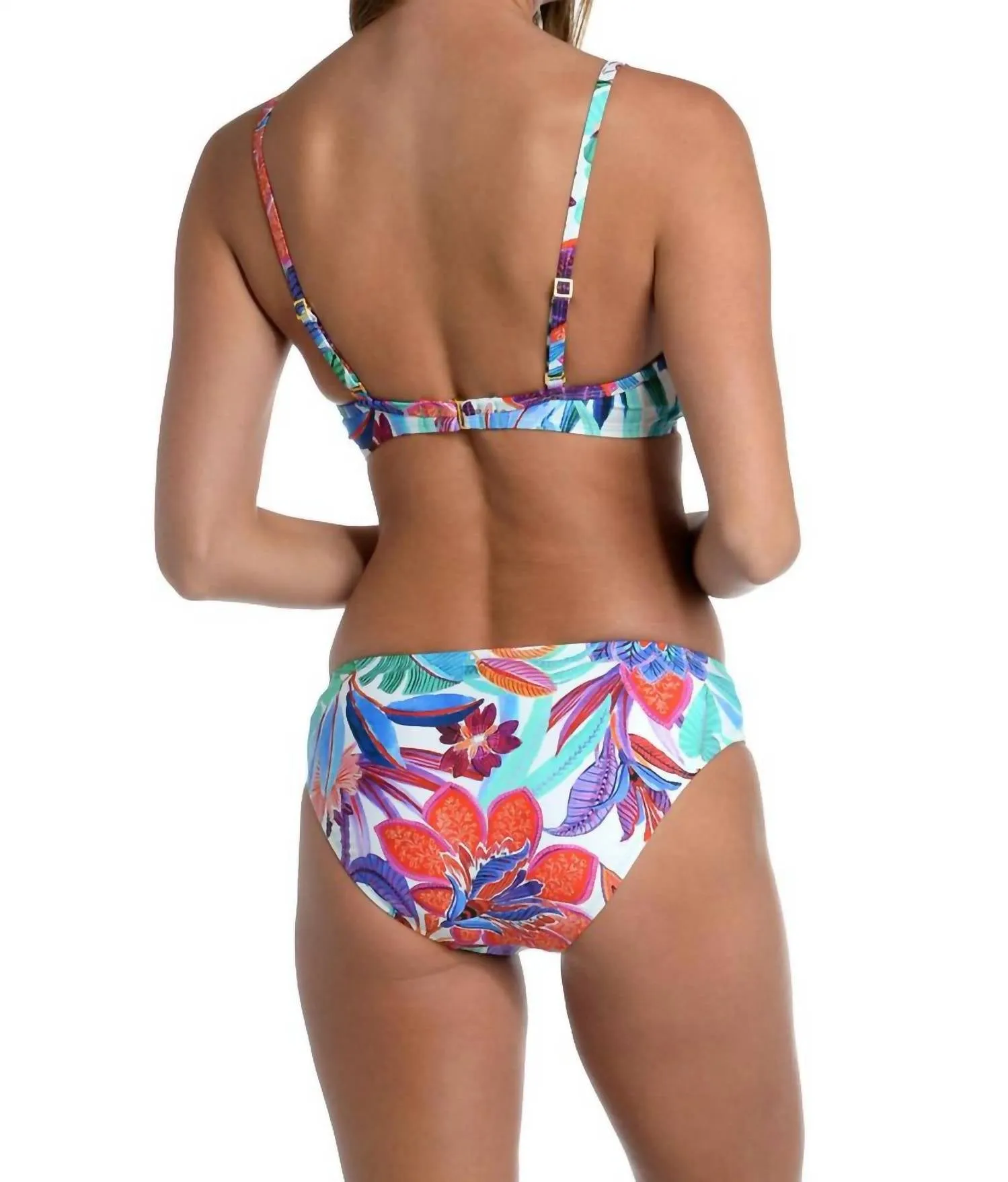 Underwire Over-The-Shoulder Bikini Top In Blue Multi