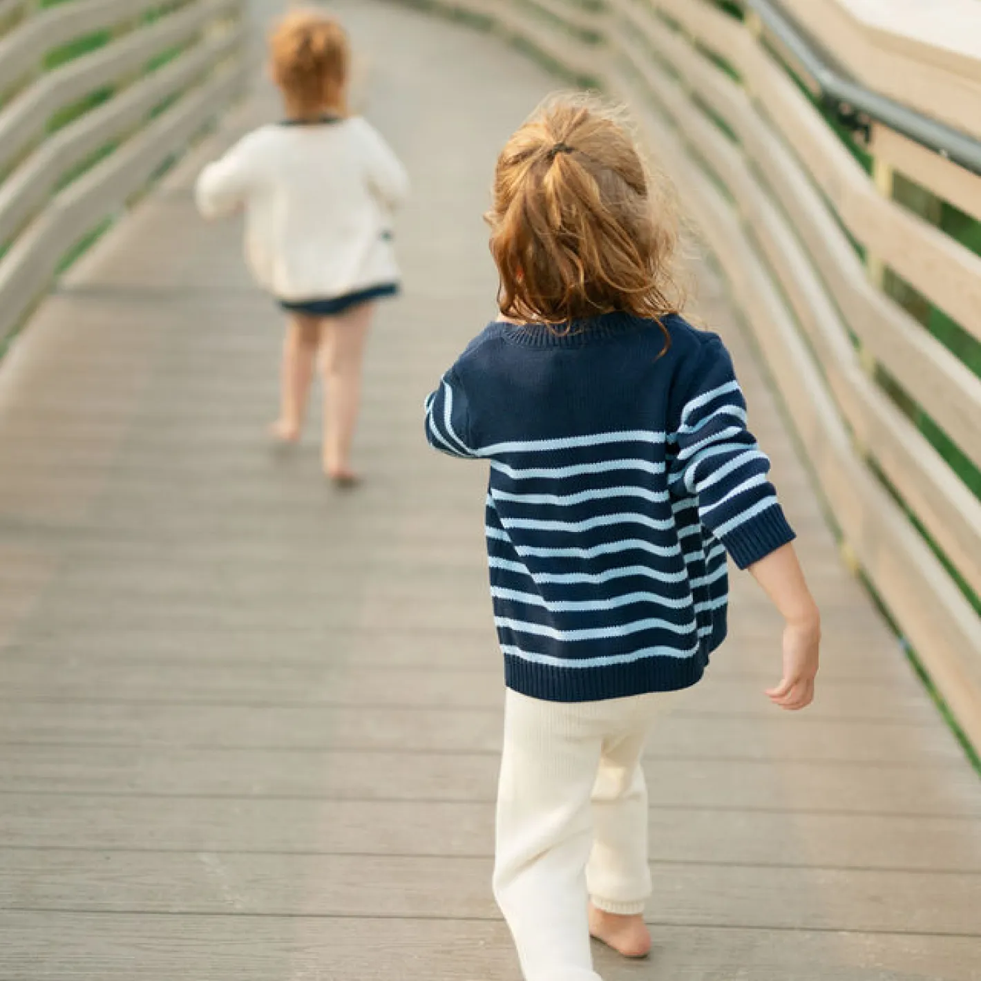 unisex navy and peri blue stripe knit cardigan