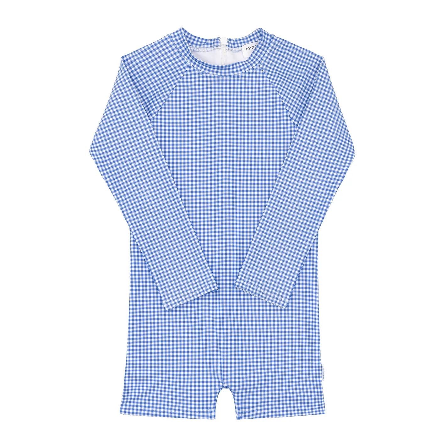 unisex sky blue gingham rashguard one piece