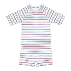 unisex vintage stripe short sleeve rashguard one piece