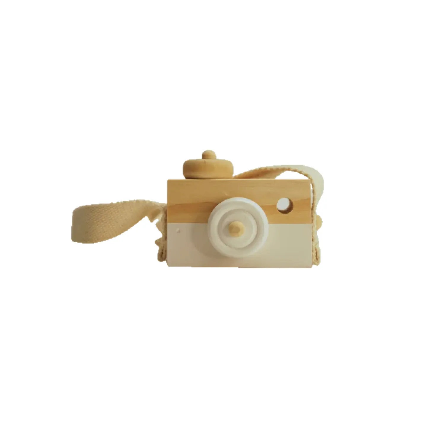 white wooden toy camera