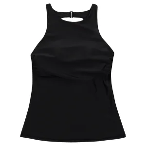 Womens High Neck Fitted Tankini Top | Black