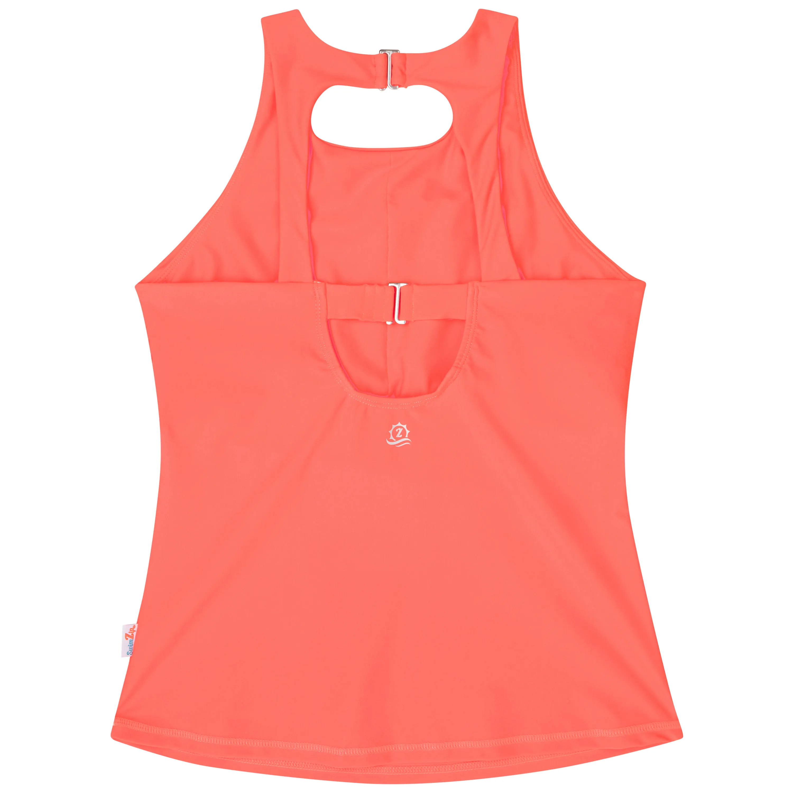 Womens High Neck Fitted Tankini Top | Neon Orange"