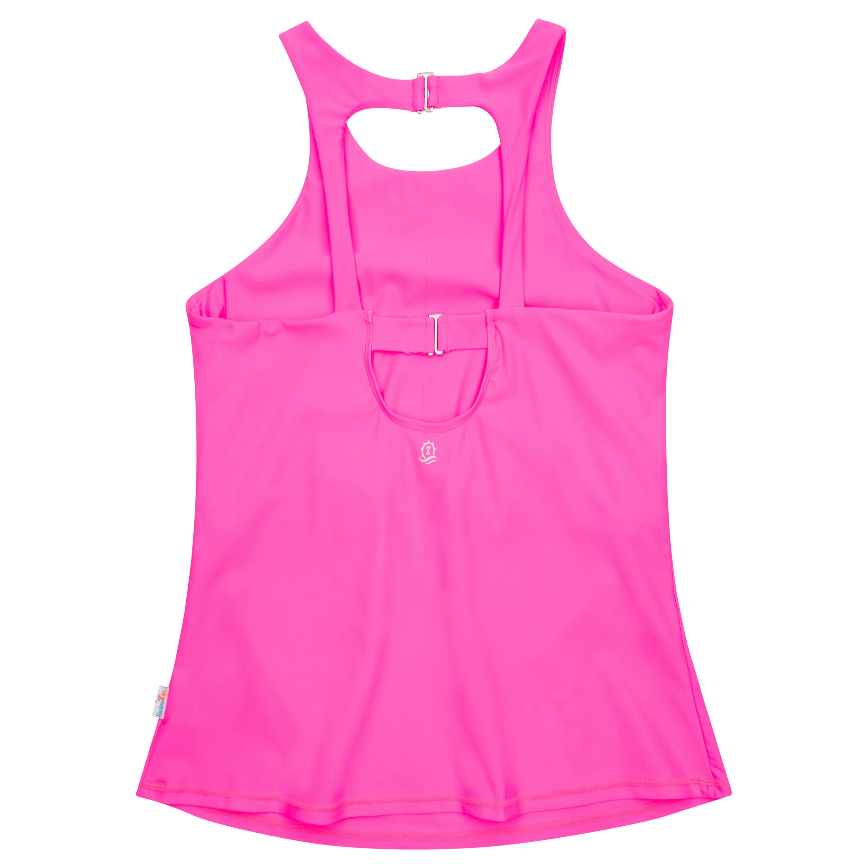 Womens High Neck Fitted Tankini Top | Neon Pink