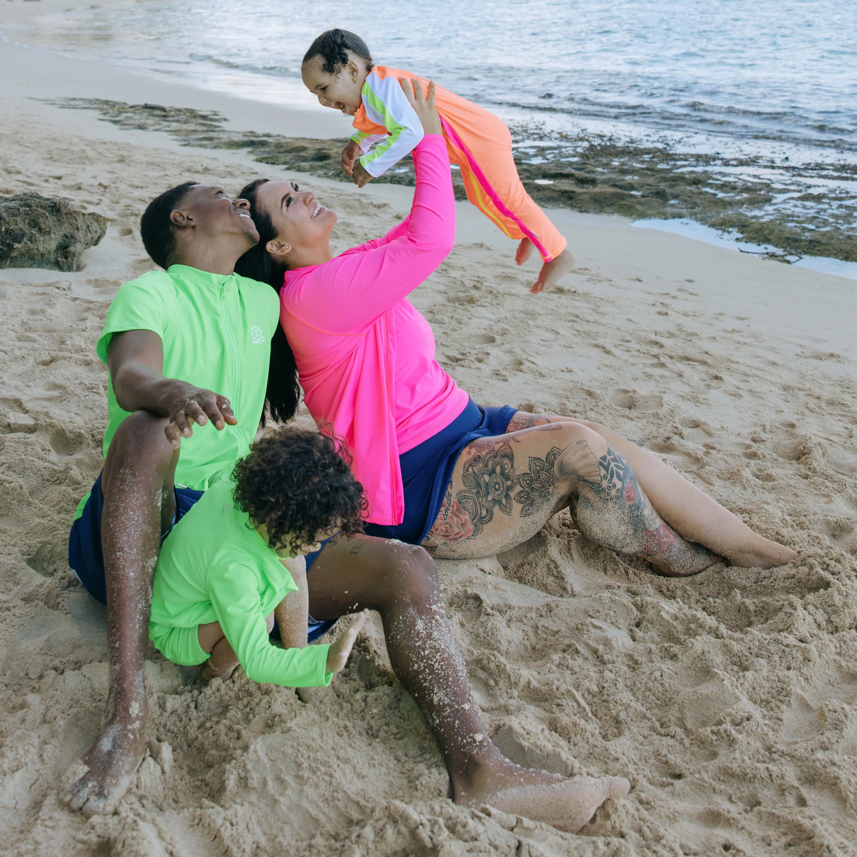 Womens High Neck Fitted Tankini Top | Neon Pink