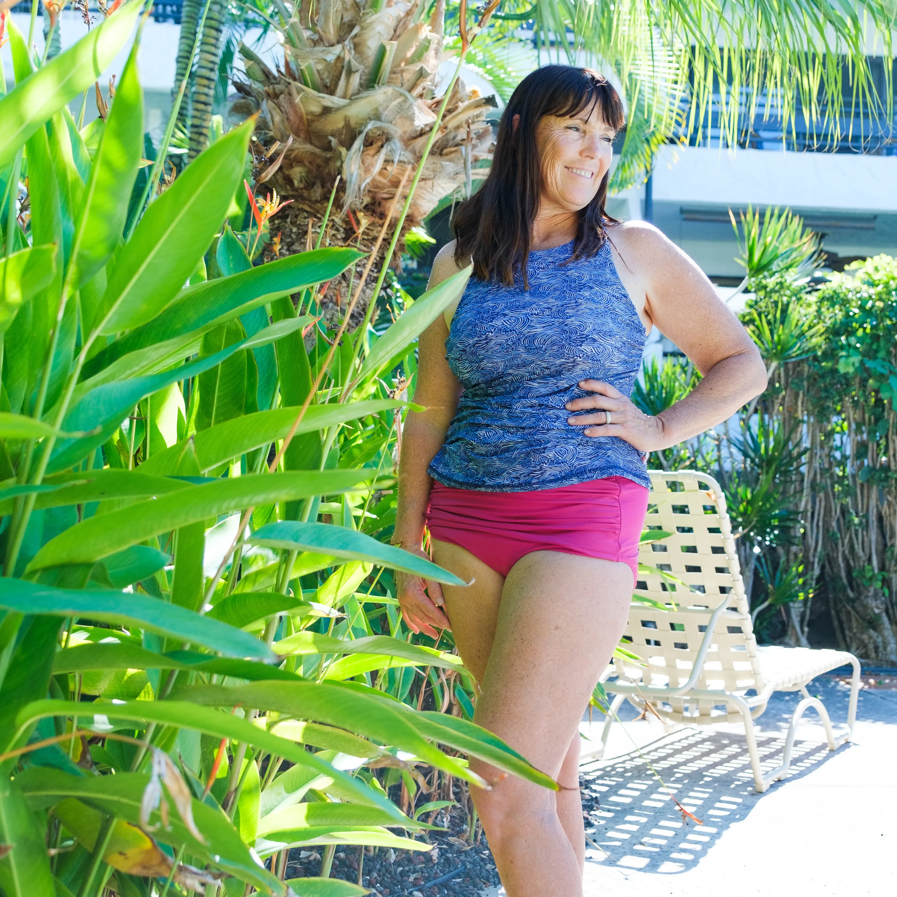 Womens High Neck Fitted Tankini Top | Ocean Breeze
