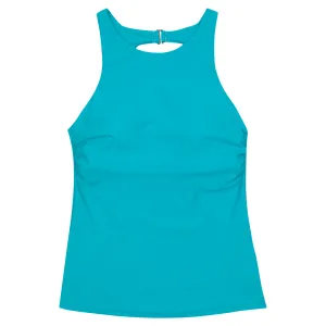 Womens High Neck Fitted Tankini Top | Scuba Blue