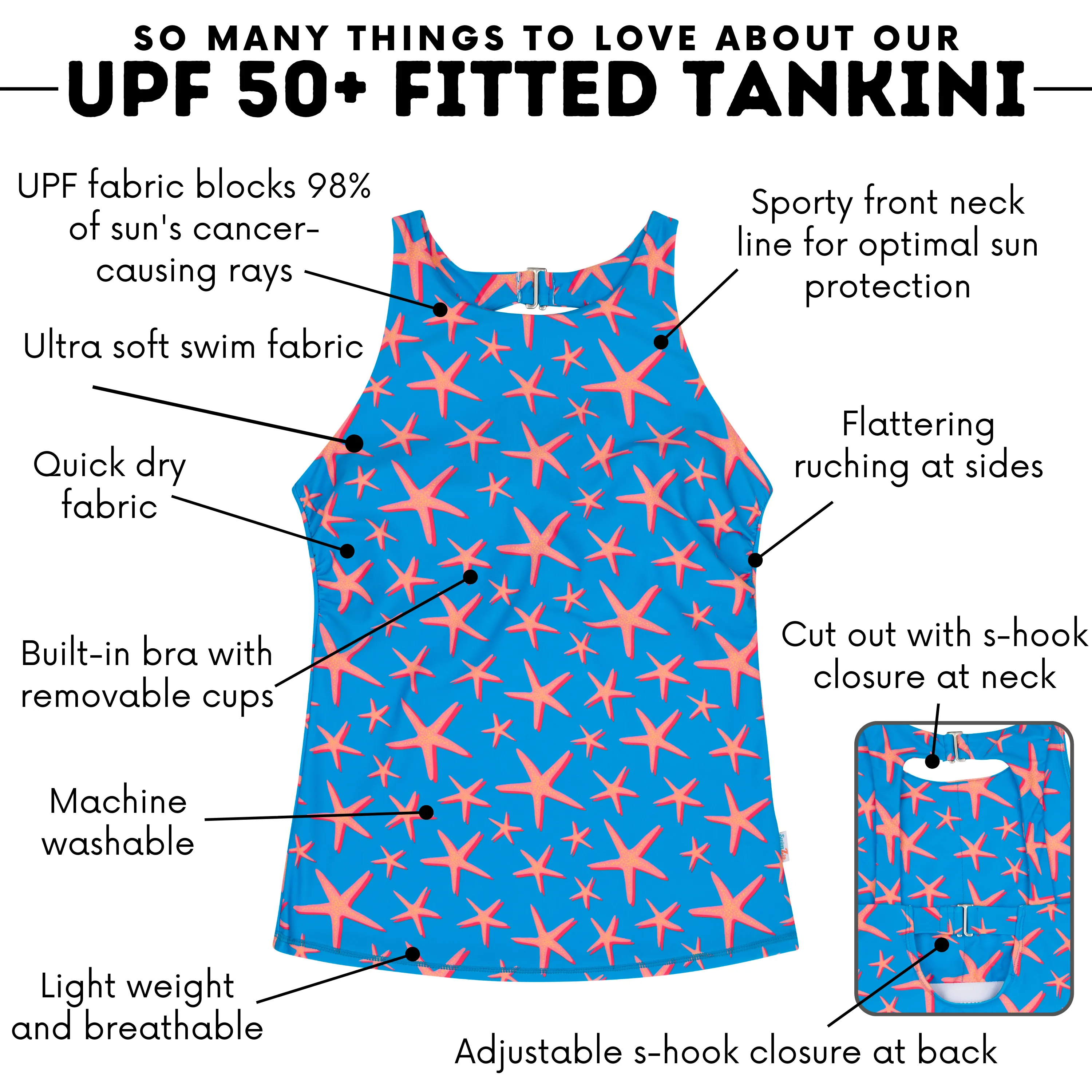 Womens High Neck Fitted Tankini Top | Starfish