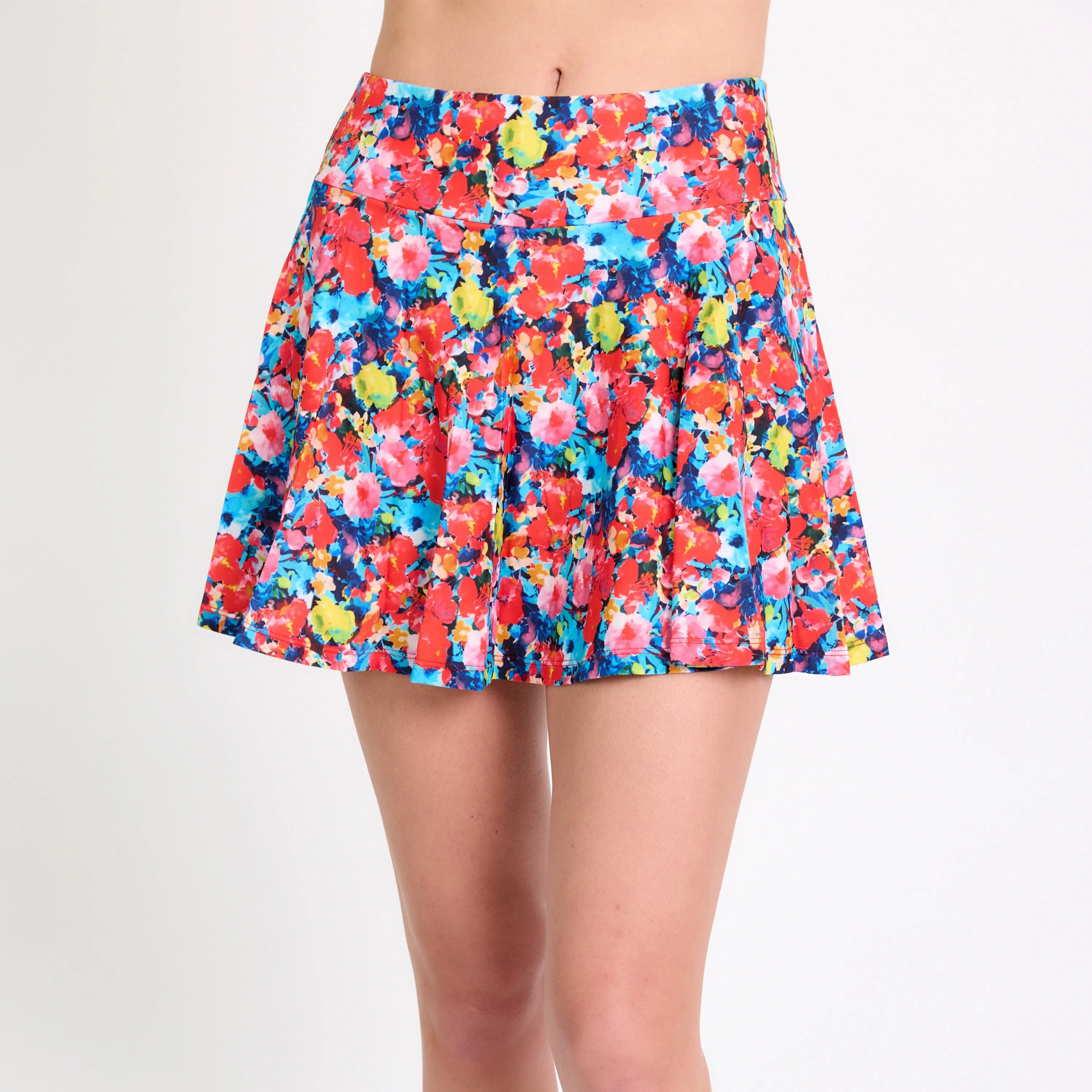 Women's High Waisted Flowy Swim Skirt With Shorts
