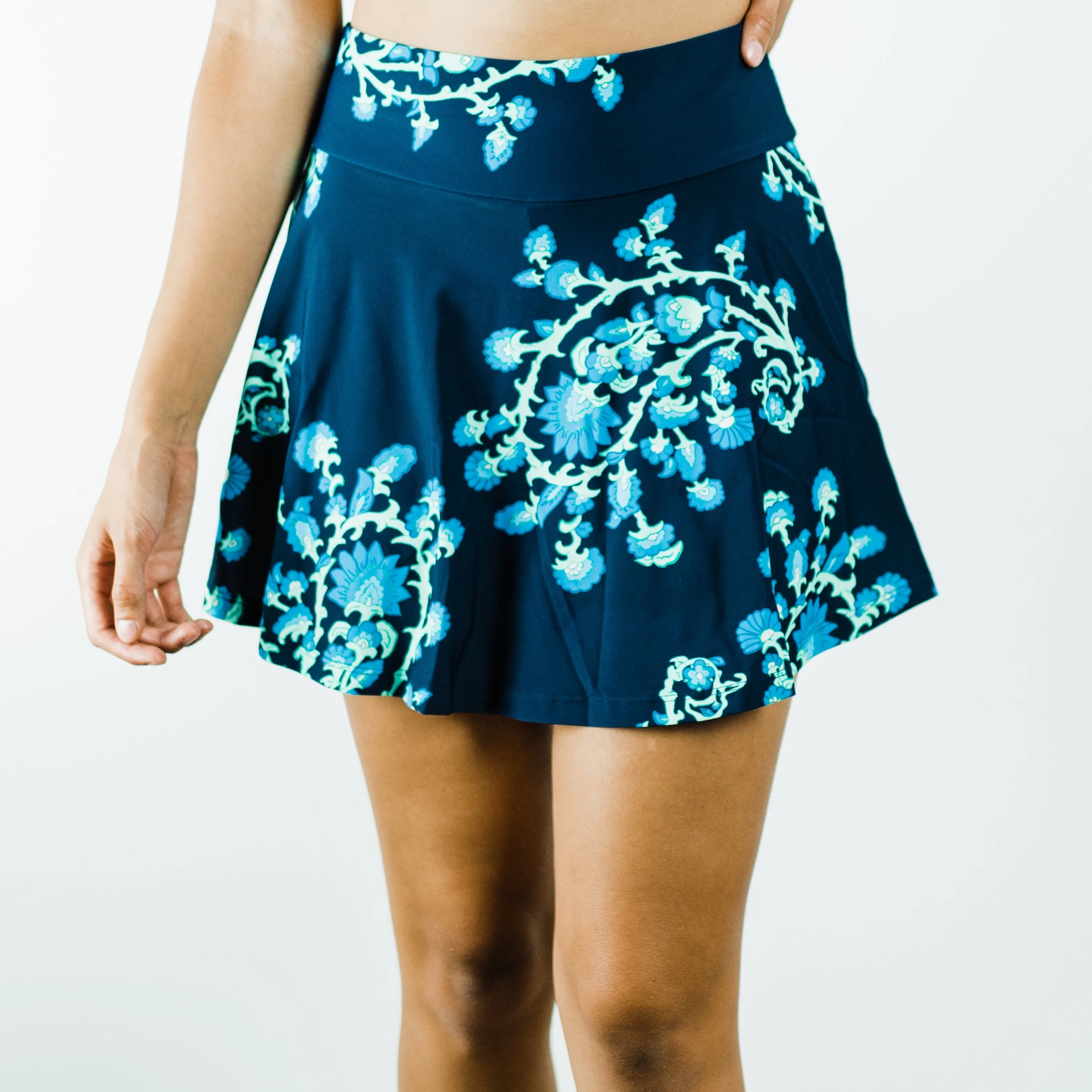 Women's High Waisted Flowy Swim Skirt With Shorts