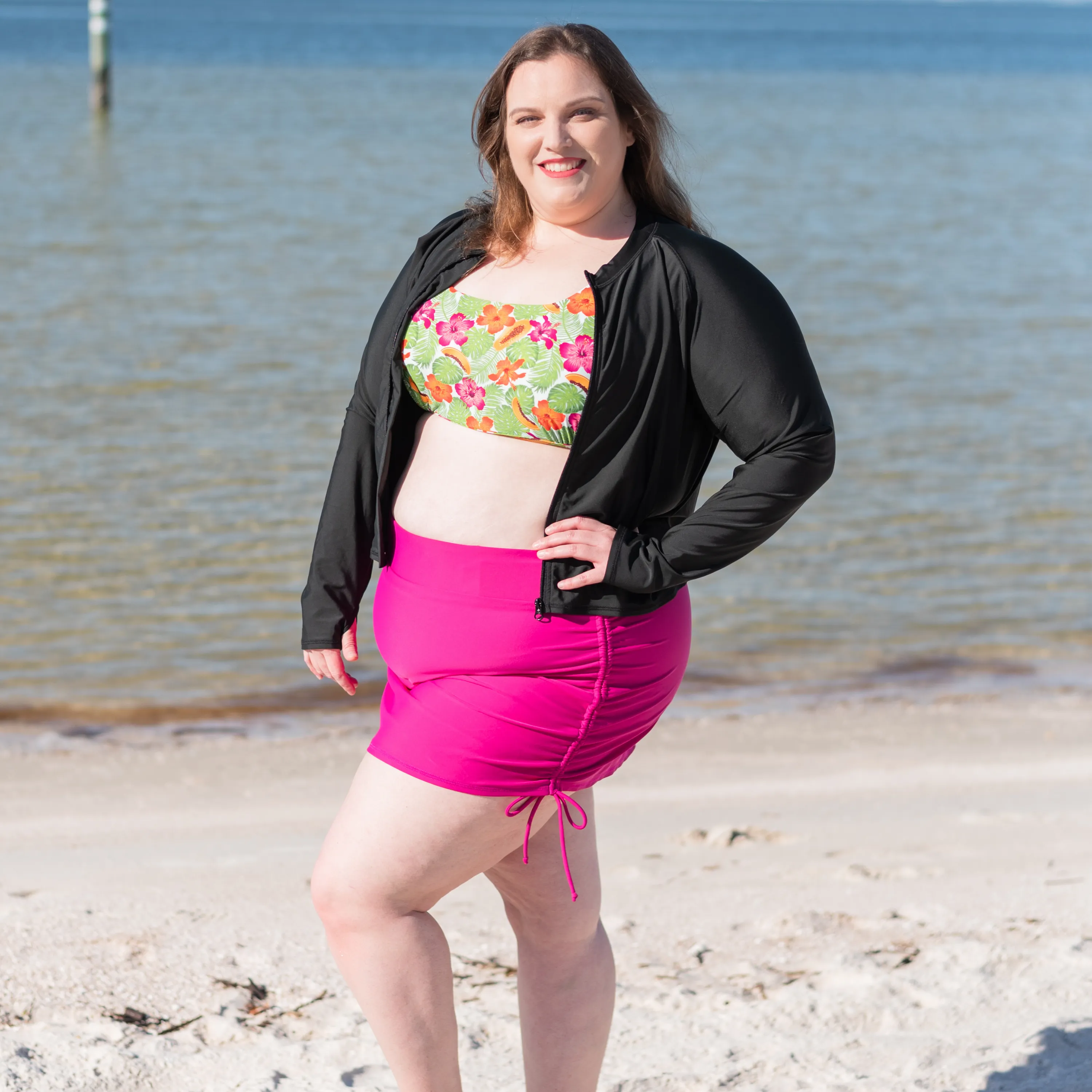 Women's Long Sleeve Crop Rash Guard | Black
