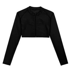 Women's Long Sleeve Crop Rash Guard | Black