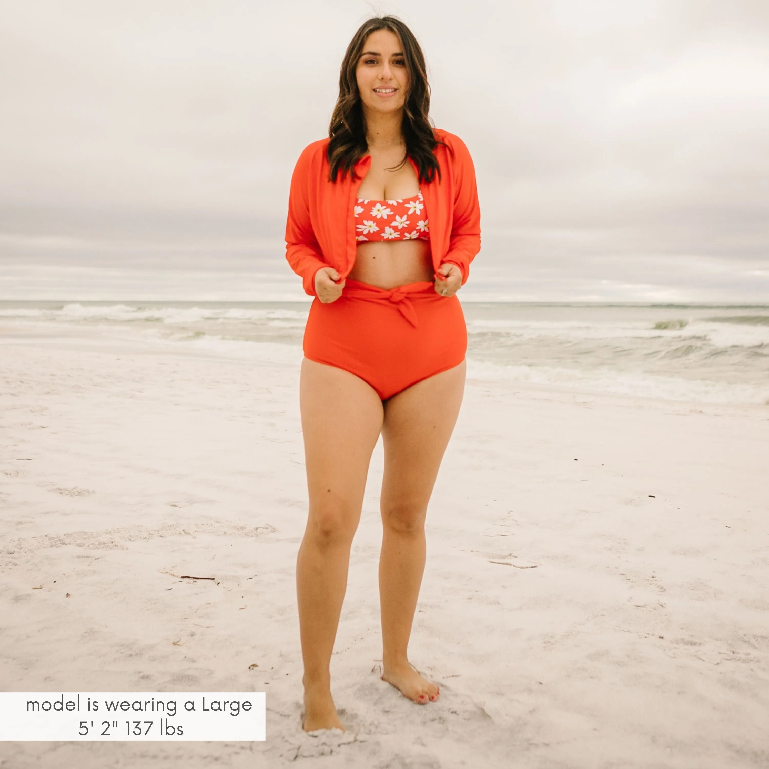 Women's Long Sleeve Crop Rash Guard | Fiesta Red