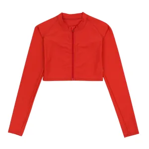 Women's Long Sleeve Crop Rash Guard | Fiesta Red