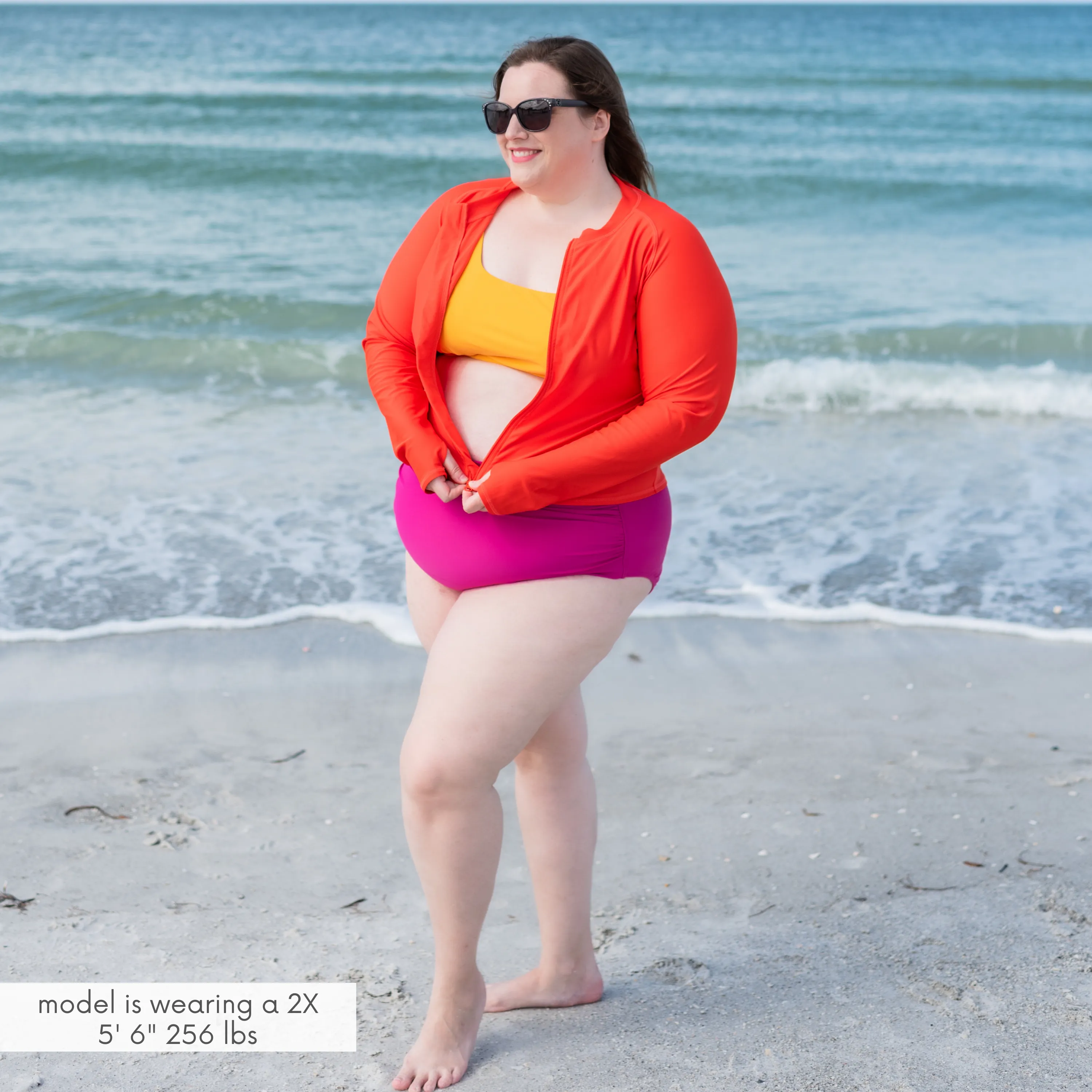 Women's Long Sleeve Crop Rash Guard | Fiesta Red