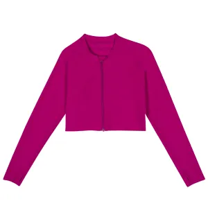 Women's Long Sleeve Crop Rash Guard | Fuchsia