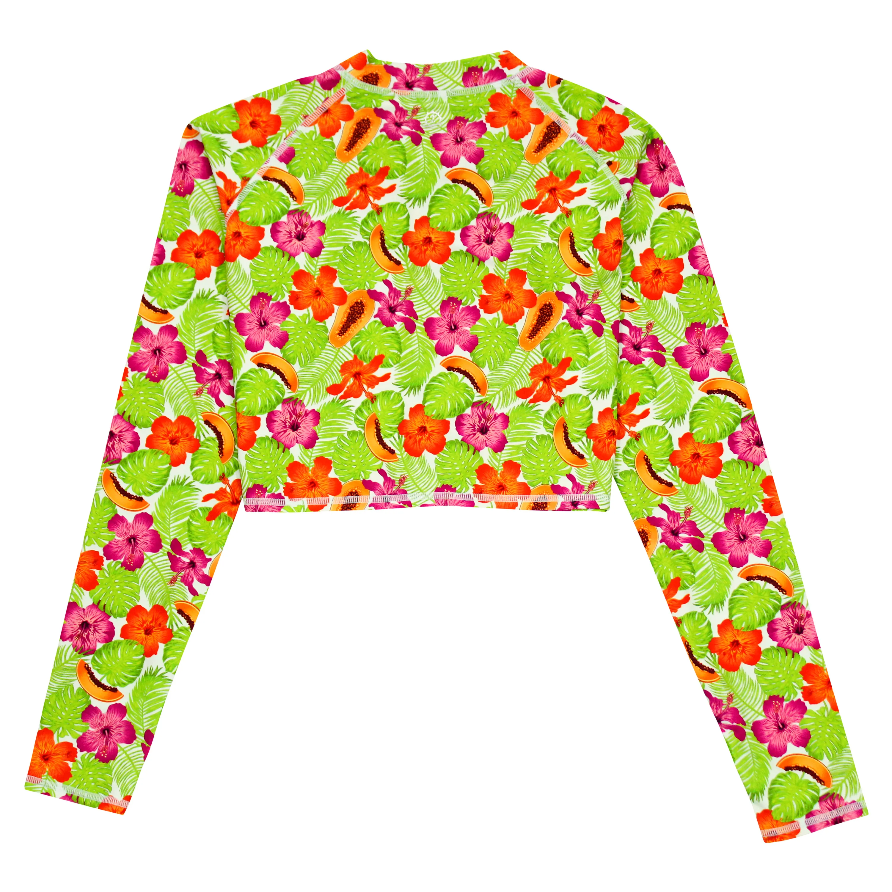 Women's Long Sleeve Crop Rash Guard | Hibiscus