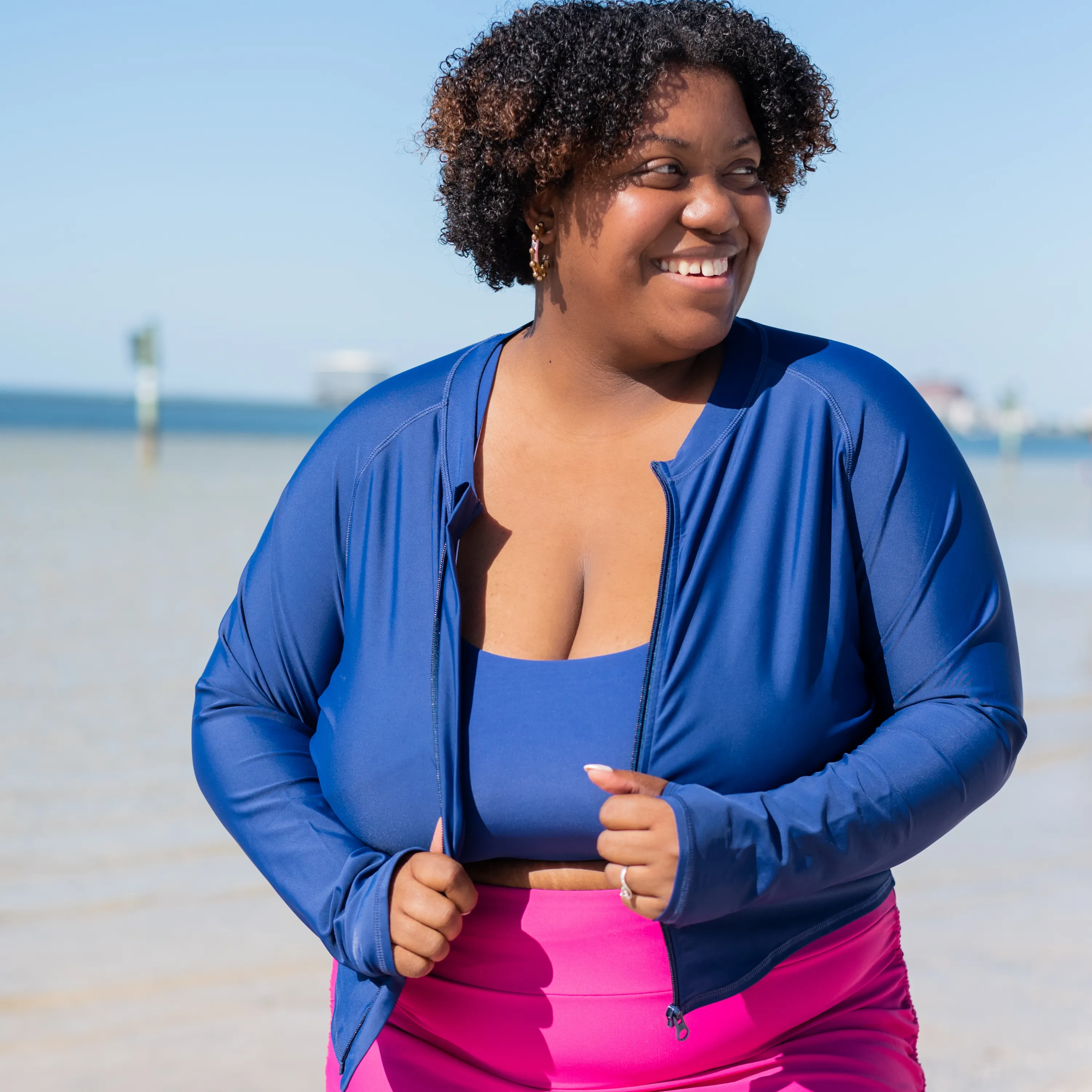 Women's Long Sleeve Crop Rash Guard | Navy