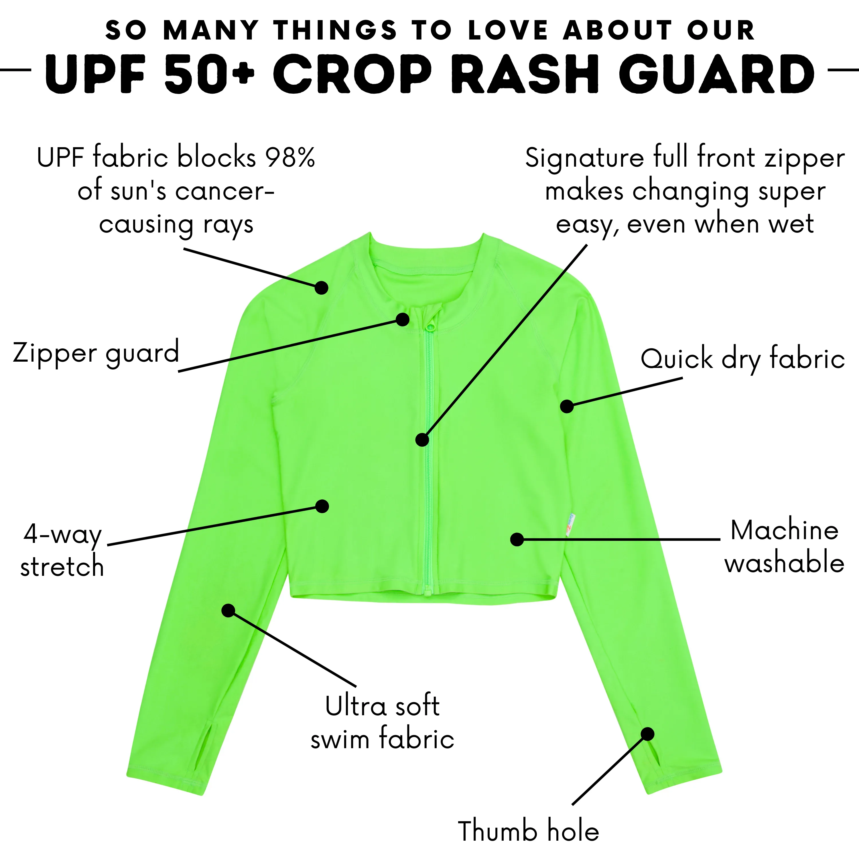 Women's Long Sleeve Crop Rash Guard | Neon Green