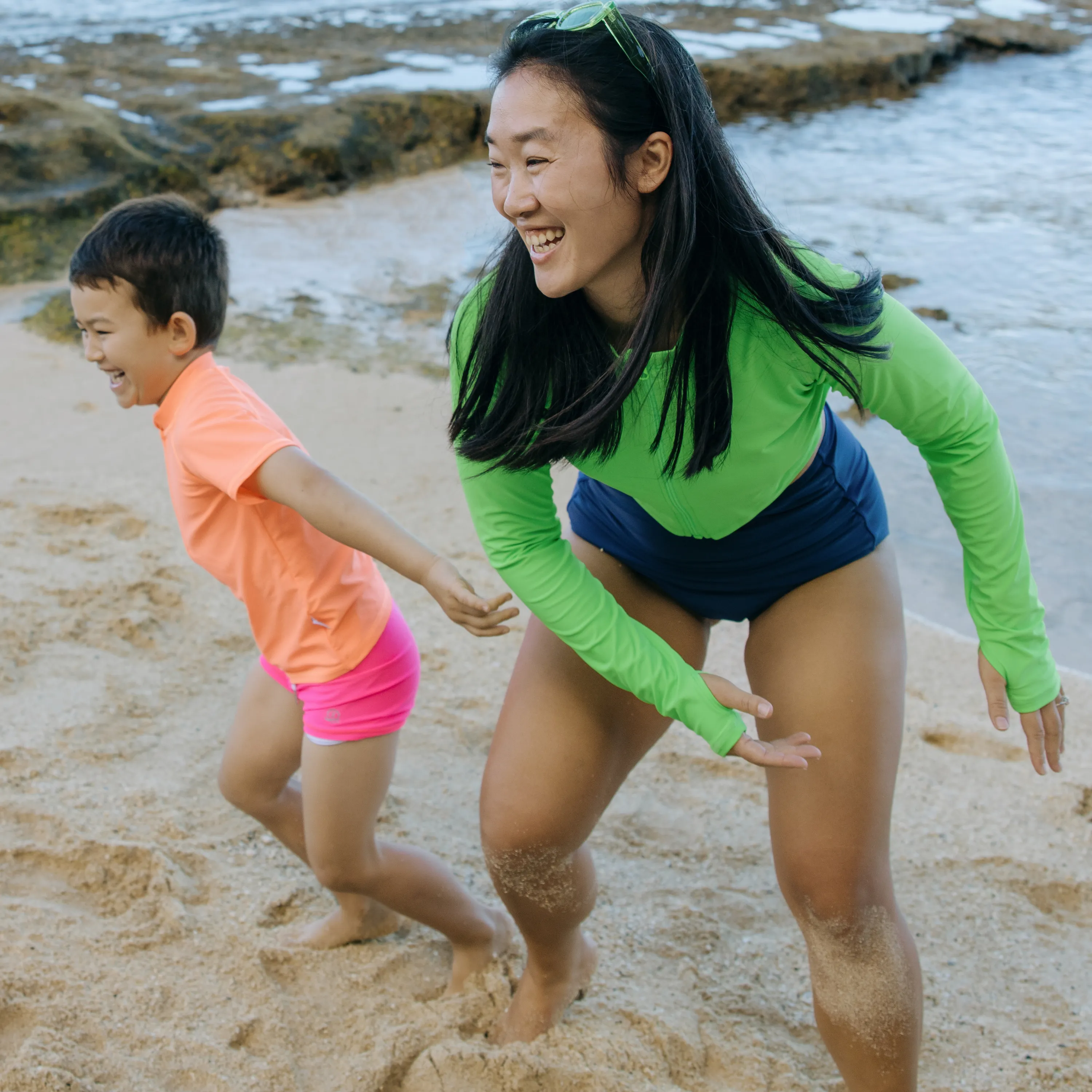 Women's Long Sleeve Crop Rash Guard | Neon Green