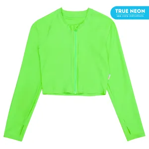 Women's Long Sleeve Crop Rash Guard | Neon Green