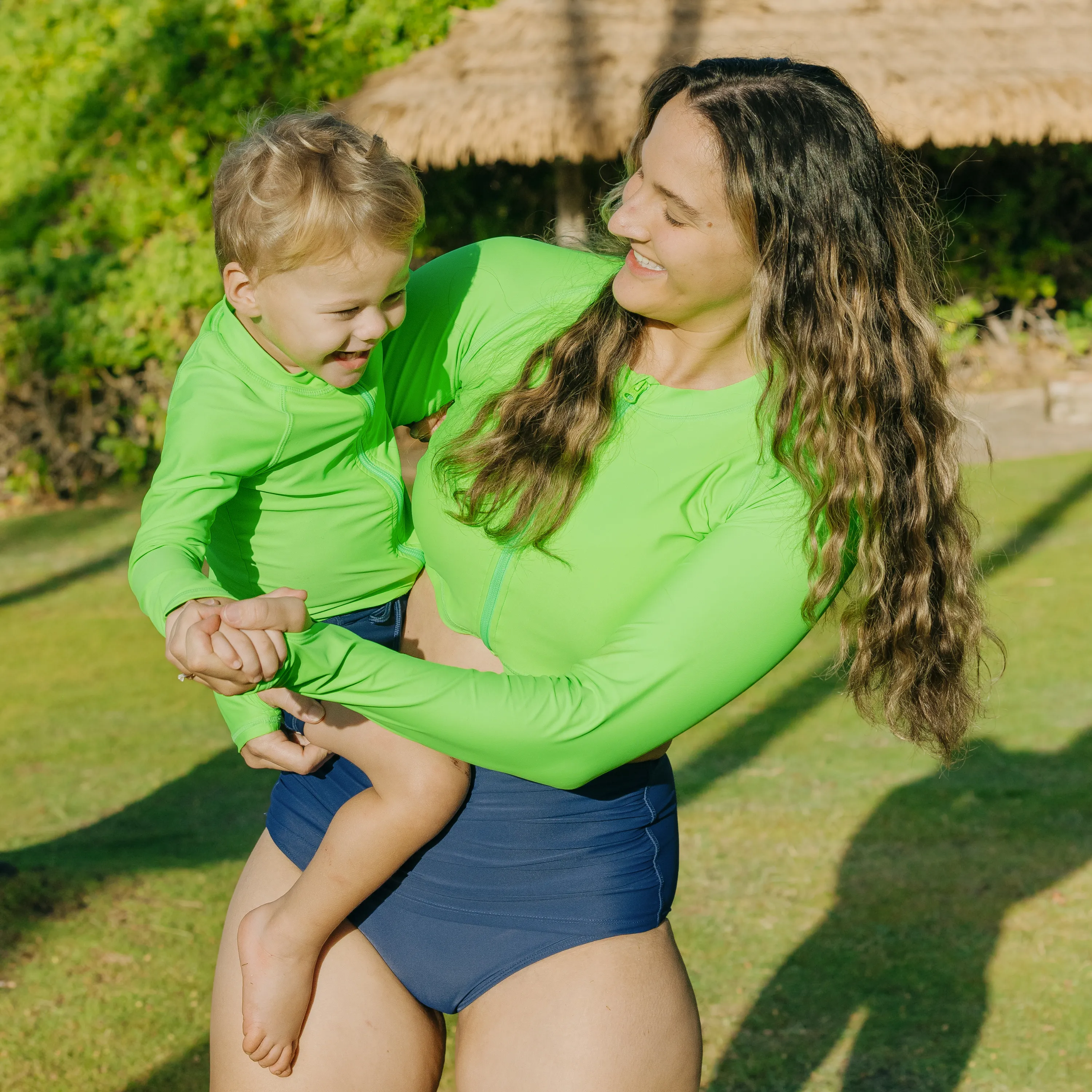 Women's Long Sleeve Crop Rash Guard | Neon Green