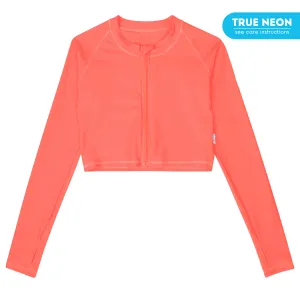 Women's Long Sleeve Crop Rash Guard | Neon Orange"